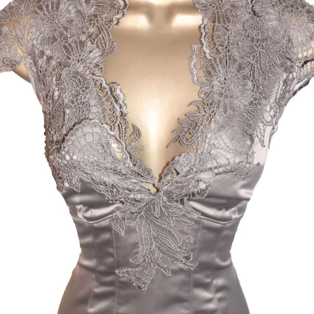 Karen Millen UK 14 (US 10) EXQUISITE VINTAGE MOCHA LACE COCKTAIL WIGGLE DRESS